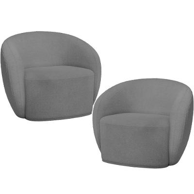 Kit 02 Poltronas Decorativas Para Sala De Estar Living Gliese K01 Bouclê Cinza