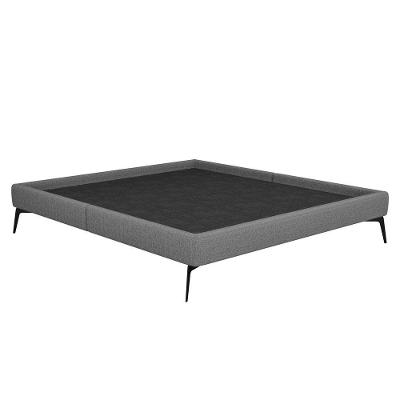 Cama Casal 145cm Pés Metálicos Elisa S05 Linho Cinza