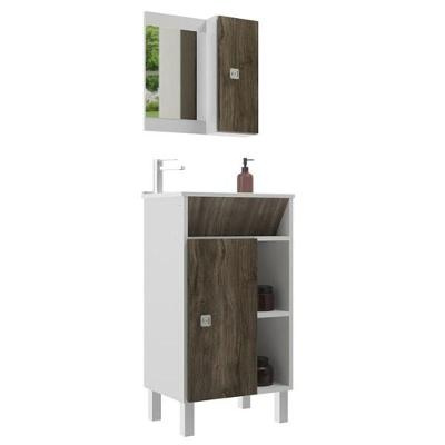 Conjunto Para Banheiro Valência Balcão Com Espelheira 45 Cm - Branco Cintra Branco Cintra