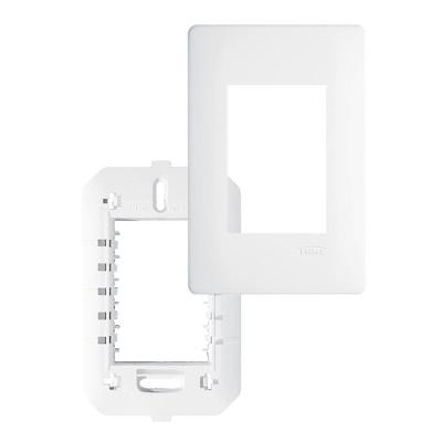 Placa Com Suporte Fame Habitat 4x2 Para 3 Módulos Horizontais Branco