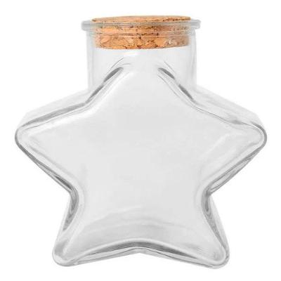 Kit 6 Potes De Vidro Estrela Com Tampa 150ml