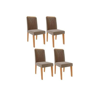 Kit 4 Cadeiras Sala Jantar Nicole  4 Un Nature/Suede Joli - Cimol