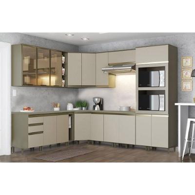 Cozinha Modulada Henn Connect  16 Peças (4 Armários + 5 Balcões + 1 Paneleiro + 6 Complementos) C16P02 Duna/Cristal