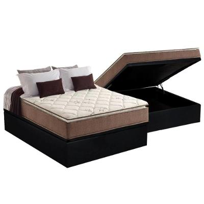 Cama Box Baú Casal: Colchão Anatômico Anjos D28 / AG65 Star Pillow Top + Base CRC Suede Black(138x188)