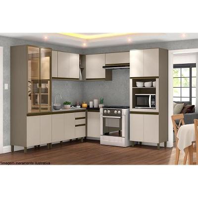 Kit De Cozinha Completa 9 Peças Connect (3 Armários 2 Balcões 2 Paneleiros ) Duna/cristal
