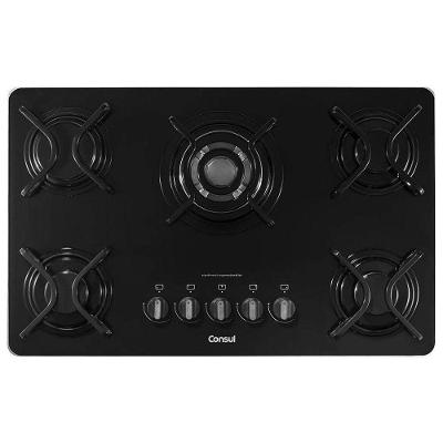 Cooktop Consul 5 Bocas Quadrichama à Gás Preto CDD75AEUNA Bivolt