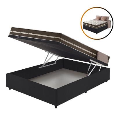 Cama Box Casal Baú Preto + Colchão Molas Ensacadas Las Vegas