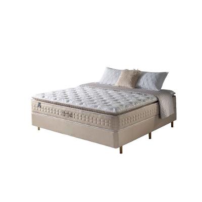 Cama Box Casal + Colchão Molas Ensacadas Cincinnati 138x188 Bege