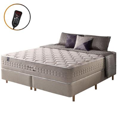 Cama Box King+ Colchão Mola Ensacada Magnético Massageador Cinza