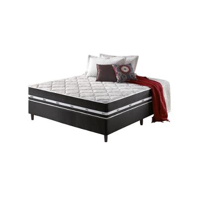 Cama Box Casal Preto + Colchão Molas Ensacadas Los Angeles Preto