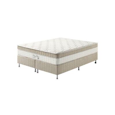 Cama Box King Bege + Colchão Molas Ensacadas Houston Marfim