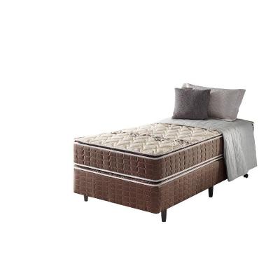 Cama Box Solteiro + Colchão Espuma D70-d28 2 Pillow Top Marrom