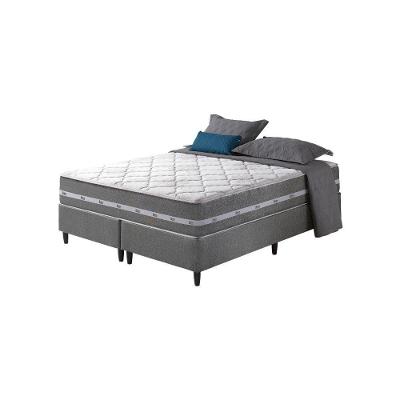 Cama Box Queen Cinza + Colchão Molas Ensacadas Queen Miami Cinza