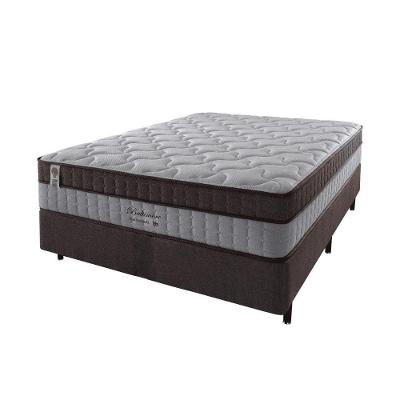 Conjunto Cama Box Casal Molas Ensacadas Sup 200 Kg Baltimore Linho Bege