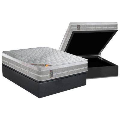 Cama Box Baú Casal: Colchão Molas Castor Pocket Premium Gel + Base CRC Suede Gray(138x188)