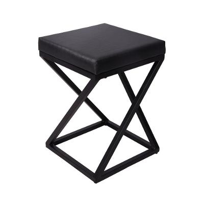 Banquinho Zênite - Metalon Preto - Assento Estofado Preto - 47cm
