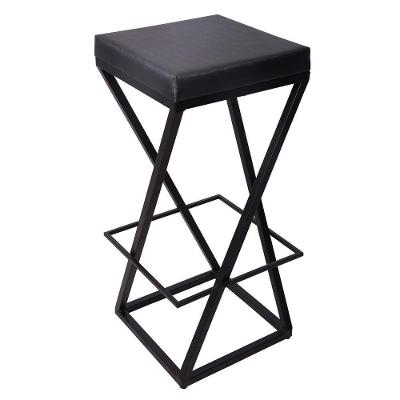 Banqueta Zênite - Preto - Assento Estofado Preto - 65cm