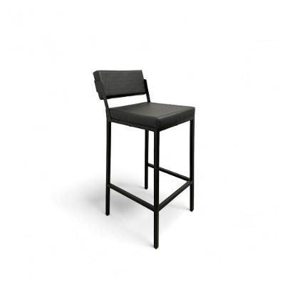 Banqueta Prisma Com Encosto Estofada Preto - 65cm