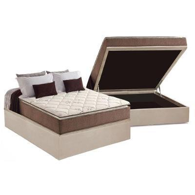 Cama Box Baú Casal: Colchão Espuma Anjos D28 / AG65 Star Pillow Top + Base CRC Suede Clean(138x188)