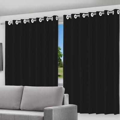 Cortina Blackout Preto Com Ilhós 280x280cm Quarto Sala