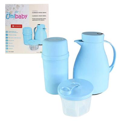 Kit Garrafa Paris 500ml Garrafa Fano 250ml E Pote Dosador 300ml Unibaby Azul