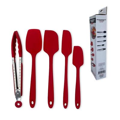 Conjunto Espátulas Pegadora Silicone Conjunto 5 Peças Cor Vermelho