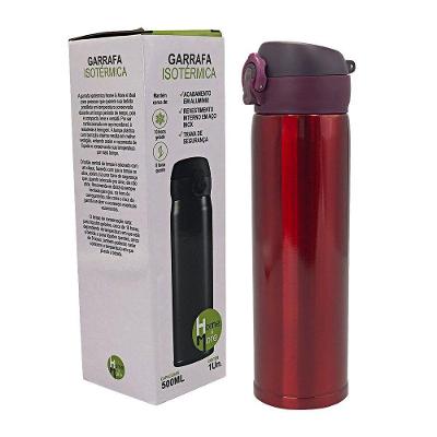 Garrafa De água Térmica 500ml Inox Trava Segurança Vermelha