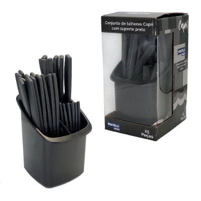 Conjunto Talheres Capri 25 Peças -  Preto