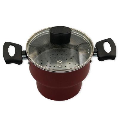 Cuscuzeiro Enjoy Antiaderente 14cm Com Tampa Vidro Vermelho