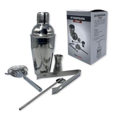 Kit Coqueteleira 5 Peças Inox Profissional 550 Ml Completo