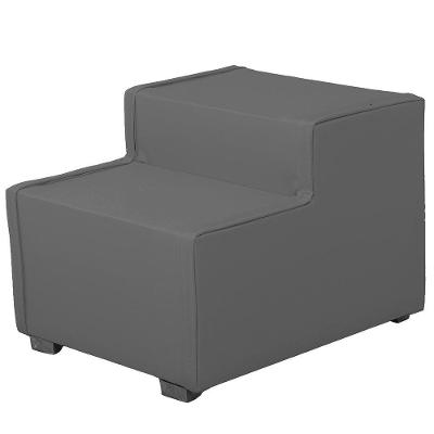 Escada Estofada 2 Degraus Para Cachorro Gato E Maca De Estetica Suede Cor Cinza Chumbo