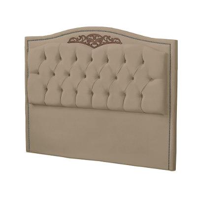 Cabeceira Casal Estofada Para Cama Box Maitê Veludo Cor Bege Médio