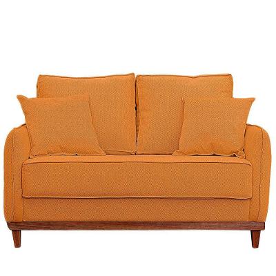 Sofa Sena 2 Lugares Base De Madeira Para Sala Hotel Linho Terra Cota