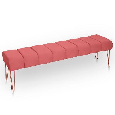 Recamier Estofada Casal Luxo Veludo Cor Rose