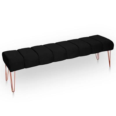 Recamier Estofada Casal Luxo Veludo Cor Preto