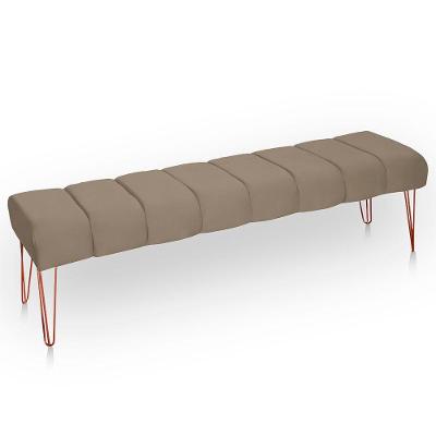 Recamier Estofada Casal Luxo Veludo Cor Capuccino