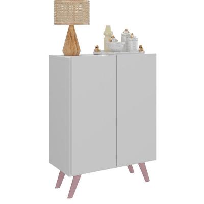 Armário Cômoda Infantil 2 Portas Retrô Multimóveis Mp4231 Branco rosa Branco rosa