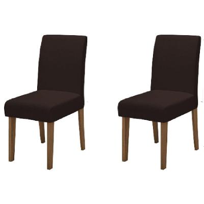 Conjunto Com 2 Cadeiras Estofada Sala De Jantar Trieste Siena Cedro / Marrom Dobuê Cedro