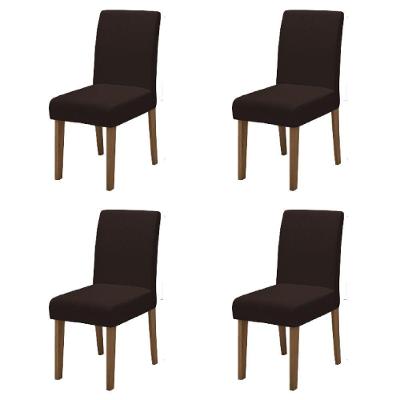 Conjunto Com 4 Cadeiras Estofada Sala De Jantar Trieste Siena Cedro / Marrom Dobuê Cedro