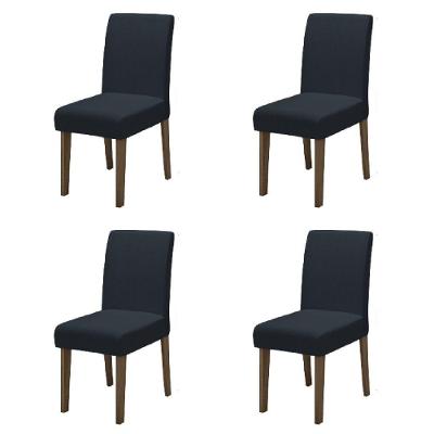 Conjunto Com 4 Cadeiras Estofada Sala De Jantar Trieste Siena Cedro / Chumbo Dobuê Cedro