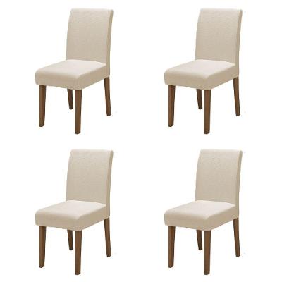 Conjunto Com 4 Cadeiras Estofada Sala De Jantar Trieste Siena Cedro / Areia Dobuê Cedro