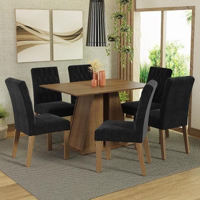 Conjunto Sala De Jantar Mesa Tampo De Madeira 6 Cadeiras Rustic-oxford Fabiana Madesa Rustic-oxford