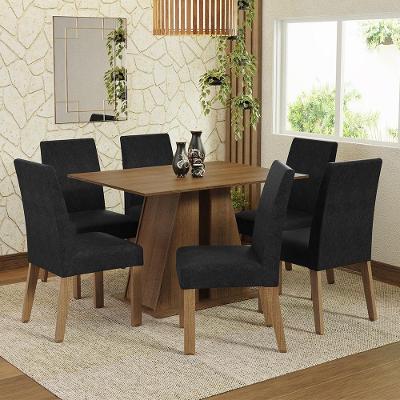 Conjunto Sala Jantar Mesa Madeira 6 Cadeiras Cheryl