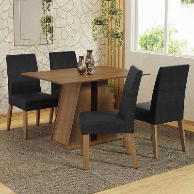 Conjunto Sala Jantar Mesa Madeira 4 Cadeiras Agnes