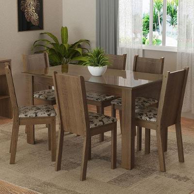 Conjunto Mesa de Jantar 6 Cadeiras Rustic-bege Marrom