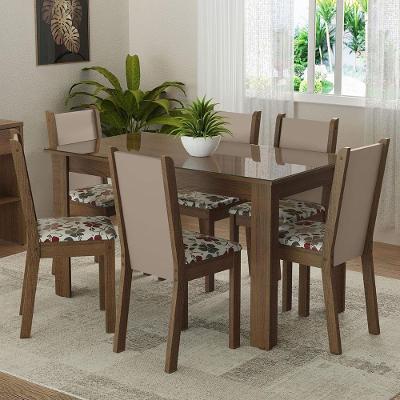 Conjunto Mesa de Jantar 6 Cadeiras Heloísa Rustic/crema