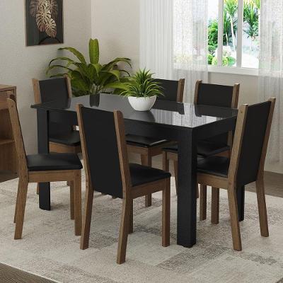 Conjunto Sala Jantar Mesa Vidro 6 Cadeiras Heloísa