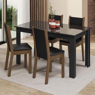 Conjunto Sala Jantar Mesa Vidro 4 Cadeiras Suzy