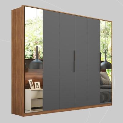 Guarda-roupas Casal Com Espelhos 6 Portas Multimóveis Cr35229 Amêndola grafito