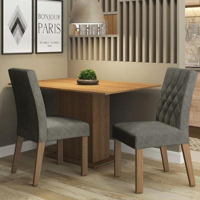Mesa Tampo Madeira 2 Cadeiras Rustic-silver Tainá